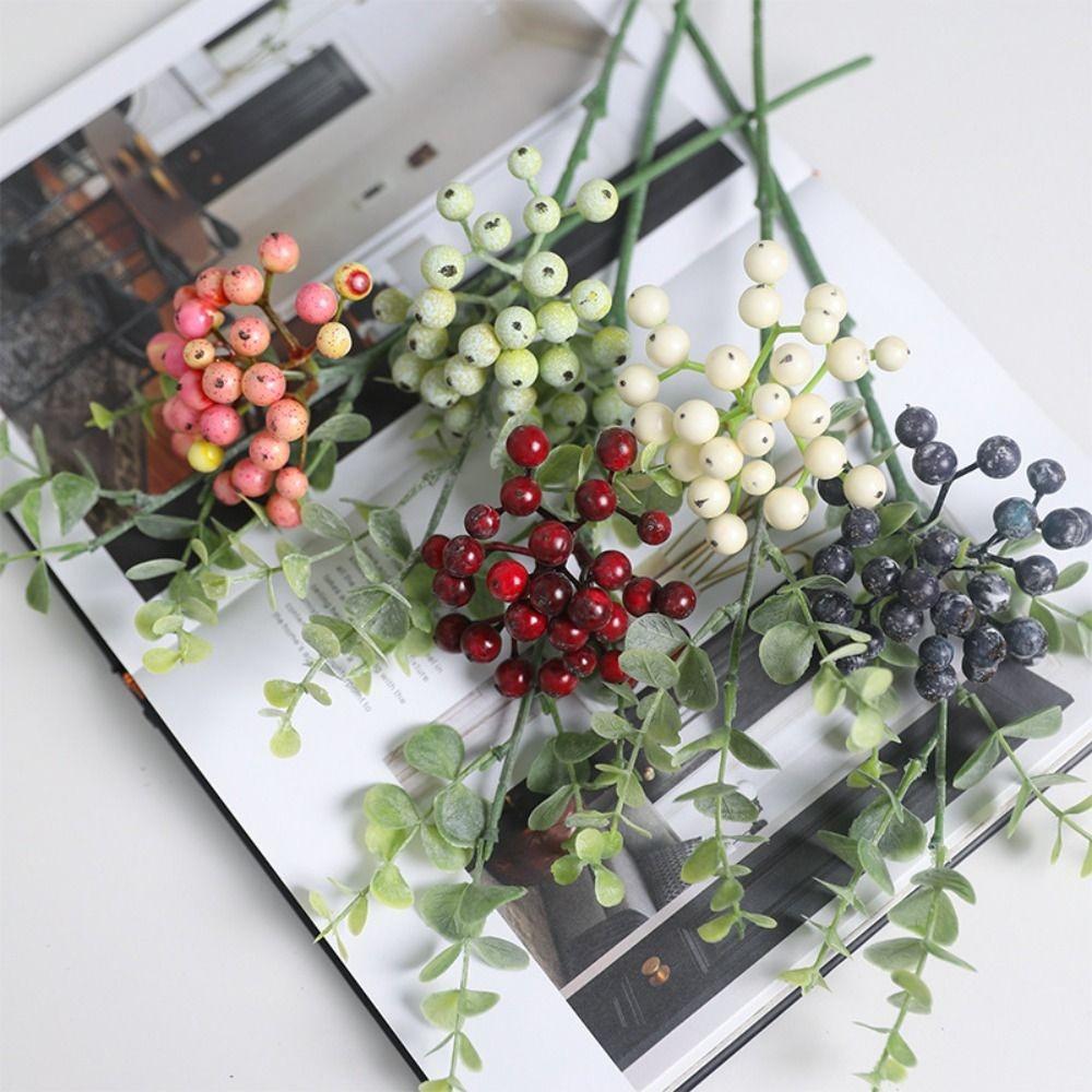

Lifelike Artificial Berry Branches DIY Fake Plants Living Room Restaurant Decor зелёный
