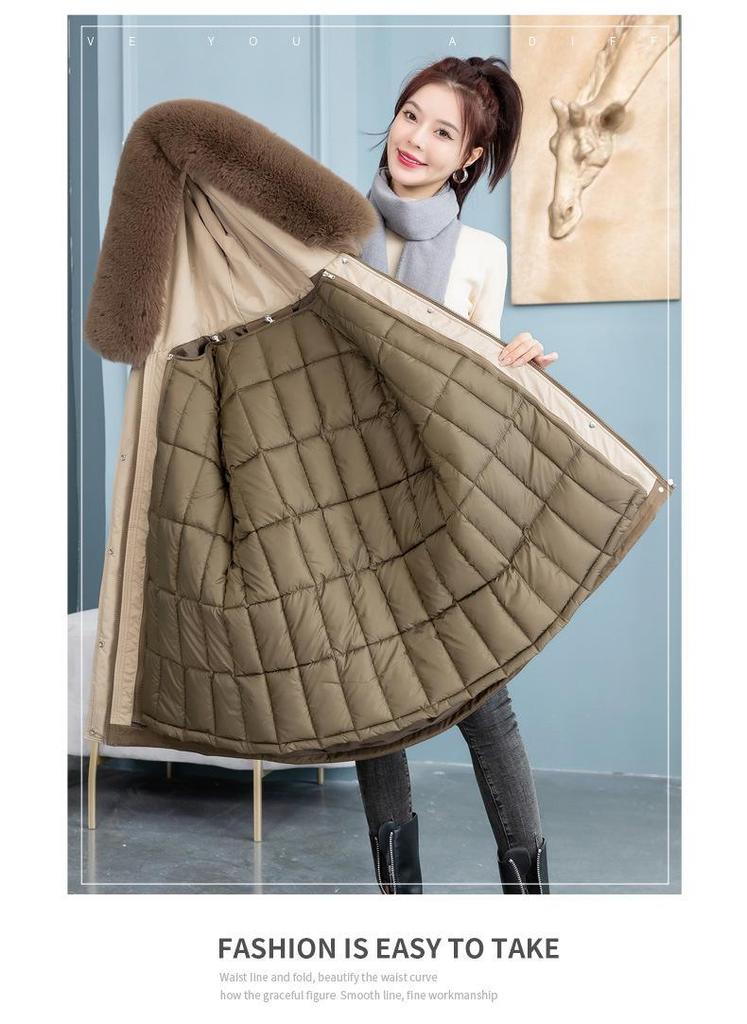 Women's Mid-Length Winter Parka 2025 with Detachable Liner and Thickened Cotton Jacket