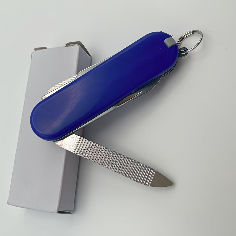 Multi-purpose 3in 1 Blue Knife Tool Key Ring Multi-purpose Scissors Box Cutter File Portable Compact Utility Set
