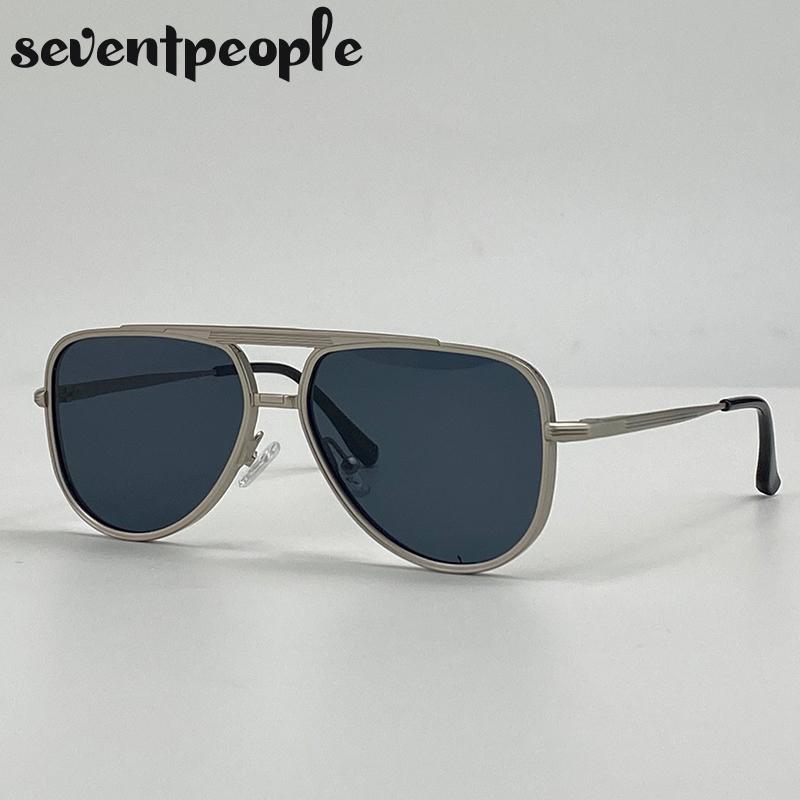 

Luxury Brand Classic Steampunk Pilot Sunglasses Men Women Trendy Oval Double Beam Shades Vintage Punk Metal Frame Sunglass