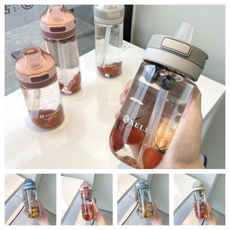 Elegant And Stylish Ins Wind Adult Pregnant Women's Simple Outdoor Sports Strap Straw High Temperature Resistant Plastic Cup Seal 500ml 650ml