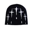 Stars Acrylic Knitting Knit Hat Women Fall Winter Warm Beanie Letter Embroidery