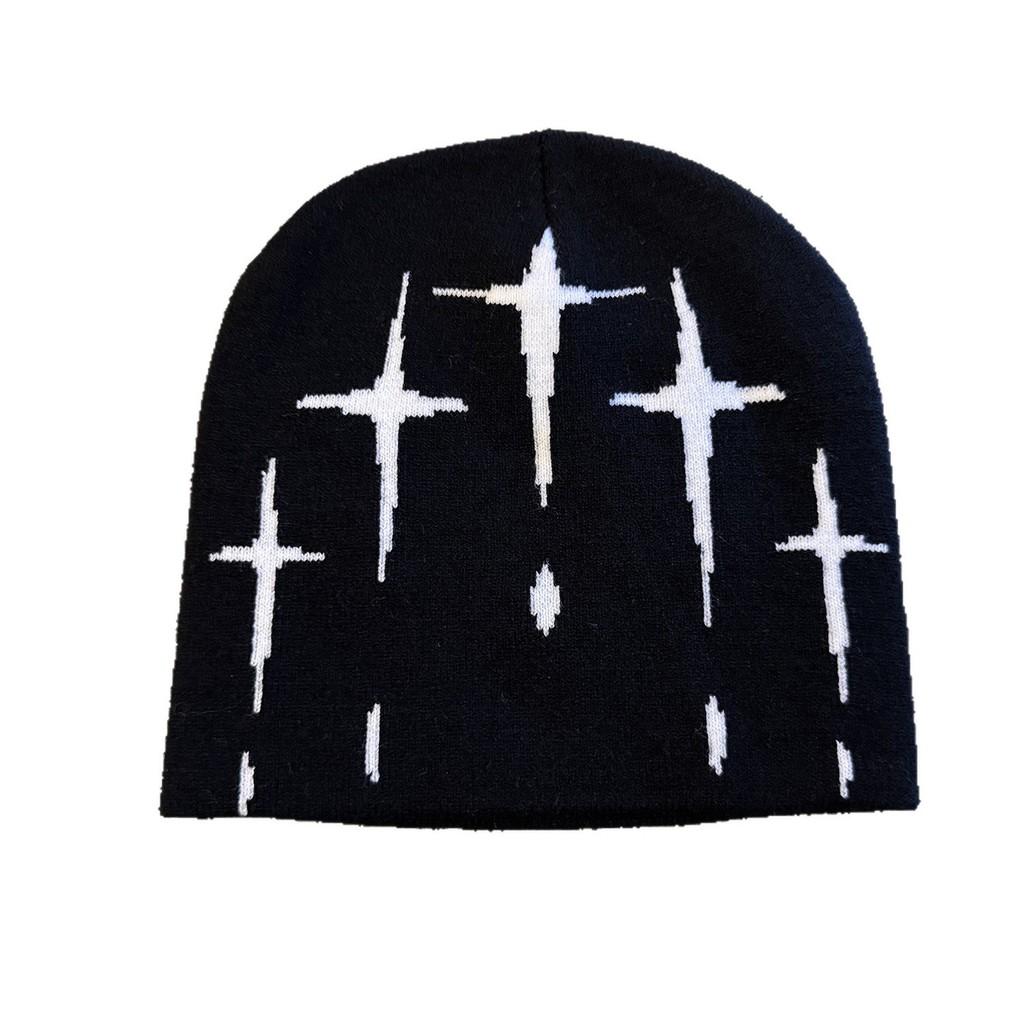 Stars Knitting Acrylic Knit Hat Women Fall Winter Warm Beanie Letter Embroidery