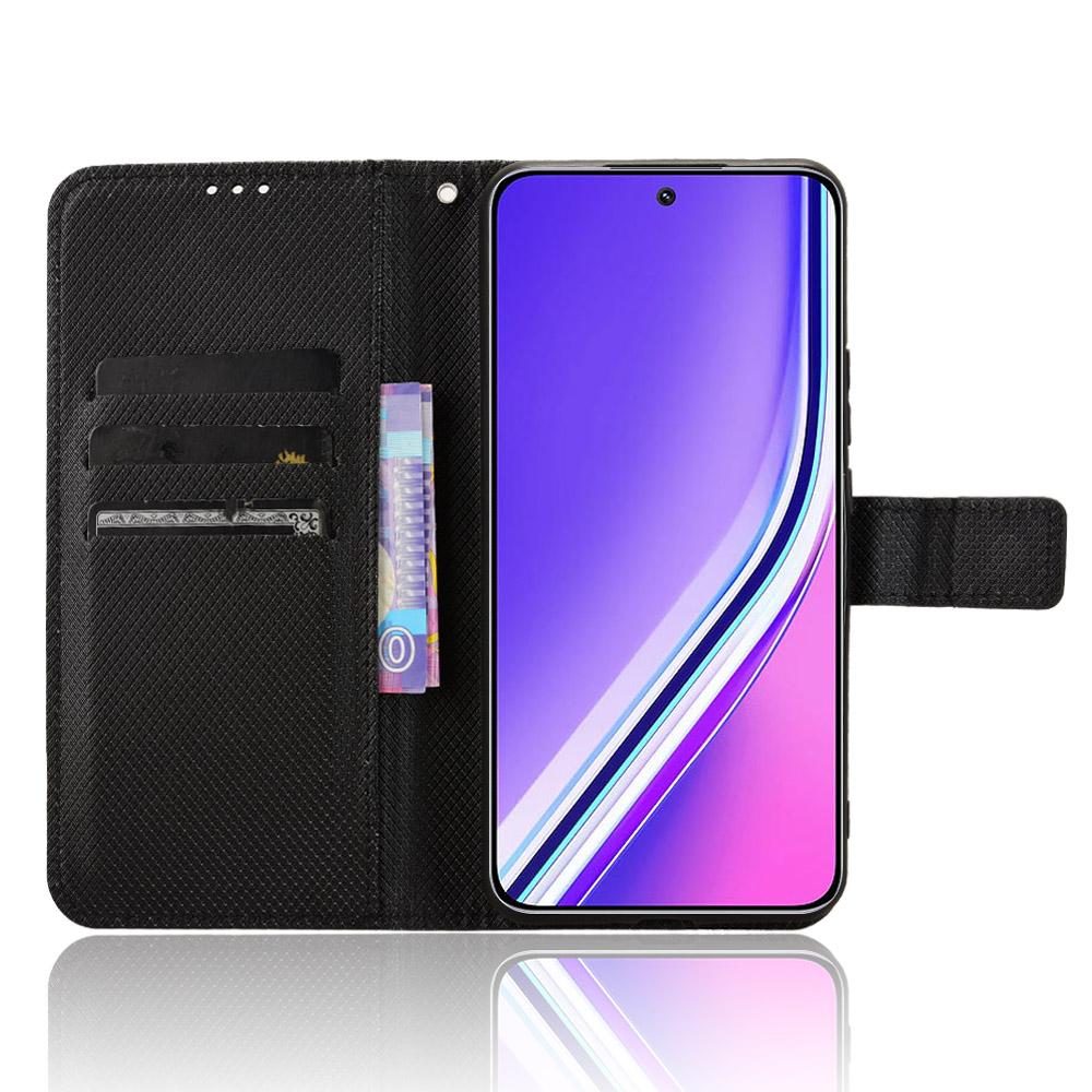 For Realme P3 Pro 5G Leather Wallet Case with Strap Diamond Texture Phone Cover