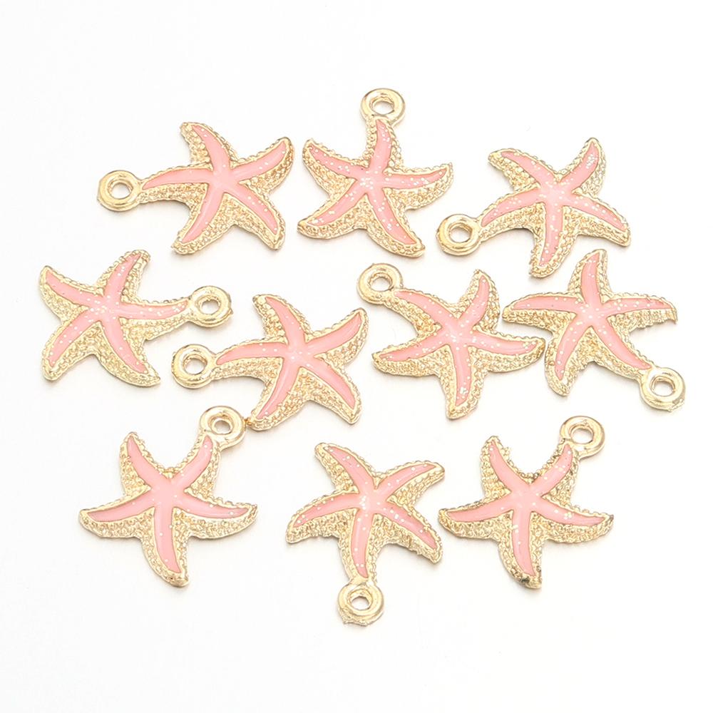 10pcs/lot Alloy Enamel Pendant Colorful Scallop Starfish Shell Shape Charms For DIY Fashion Earring Necklace Jewelry Accessories