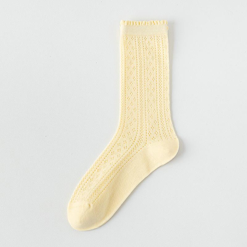 Female Summer Thin Breathable Mesh Boneless Loose Mouth In The Tube Stack Socks