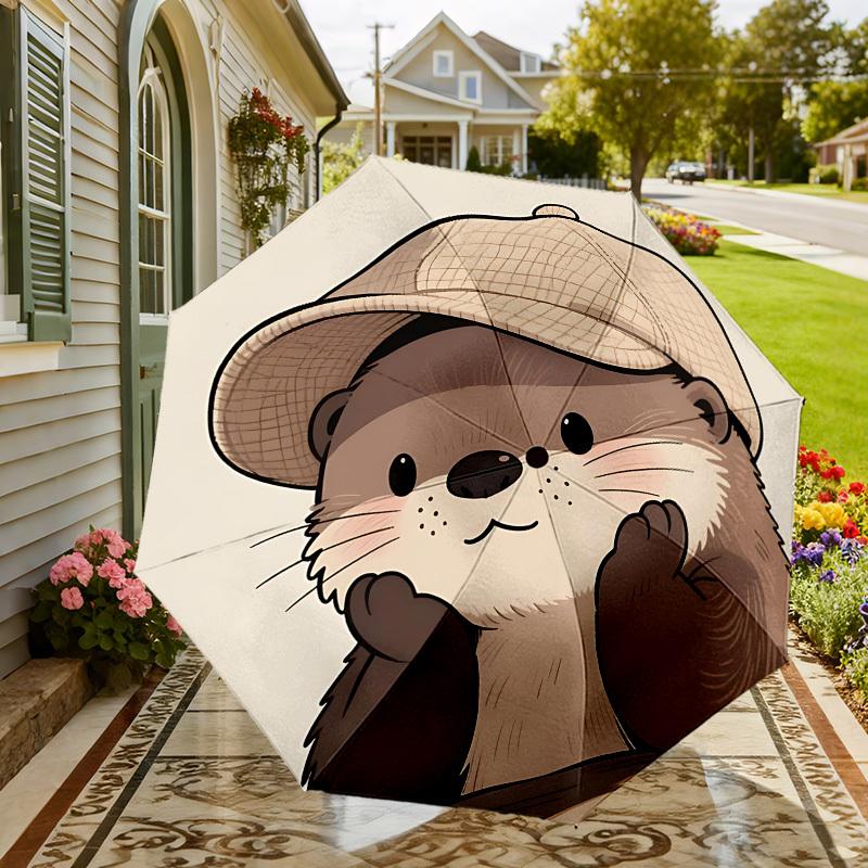Otterly Cute Adventure: Personalized Umbrella with Automatic Opening & Closing, Perfect for Outdoor Enthusiasts and Travelers