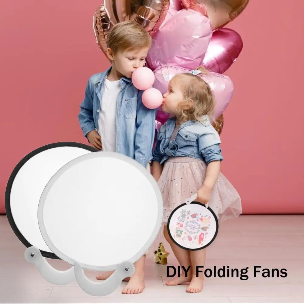 Leeres Design DIY Weißer Faltfächer Tragbarer Handwerksartikel Handgehaltene Runde Faltfächer DIY Faltfächer
