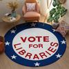 Round Decorative Area Rug for Living Room Boho Style Blue White Mat Vote For Libraries Theme Reading Room Floor Carpet Accent Ci