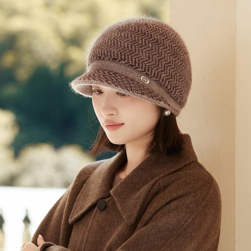 Winter Mother Wool Hat Women's Fleece Thickened Duck Tongue Warm Hat In The Elderly Cold-proof Knitted Hat