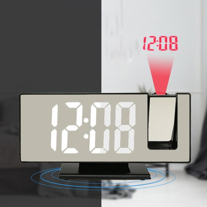 Digital Clock Temperature Display with Projection and Mirror Alarm Clock for Bedroom Easy to Set with Projection