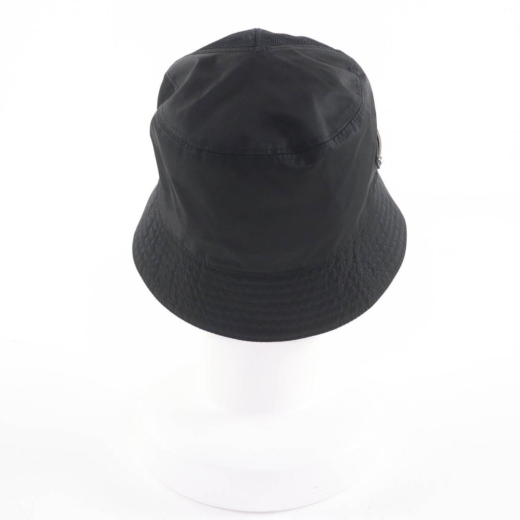 Great PRADA hat Triangle logo Re-Nylon bucket hat black polyamide Women M 2HC281 Used
