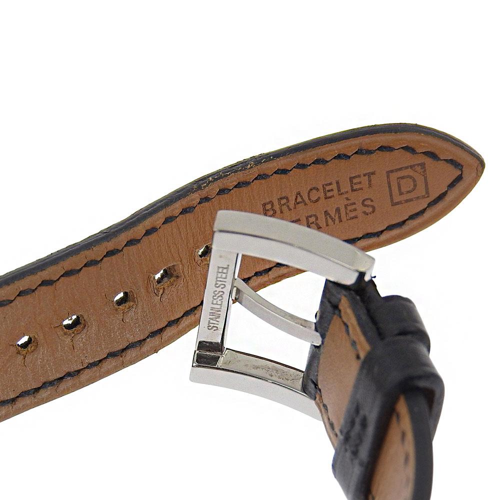 Hermes Armbanduhr Uhren BE1.110 weißes Zifferblatt Edelstahl/Leder Quarz Analoganzeige Damen Gebraucht