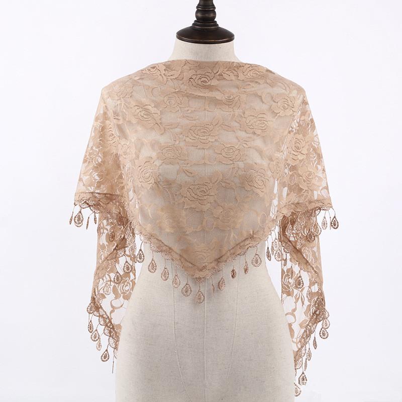 New Elegant Lace Scarf Hollow Out Embroidery Foulard Bandana Solid Color Triangular Scarf Thin Vintage Handkerchiefs Hair Woman