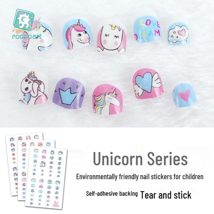 

Ruika New Unicorn Cartoon Nail Stickers for Kids - Full Cover Cute Nail Art 75*120MM