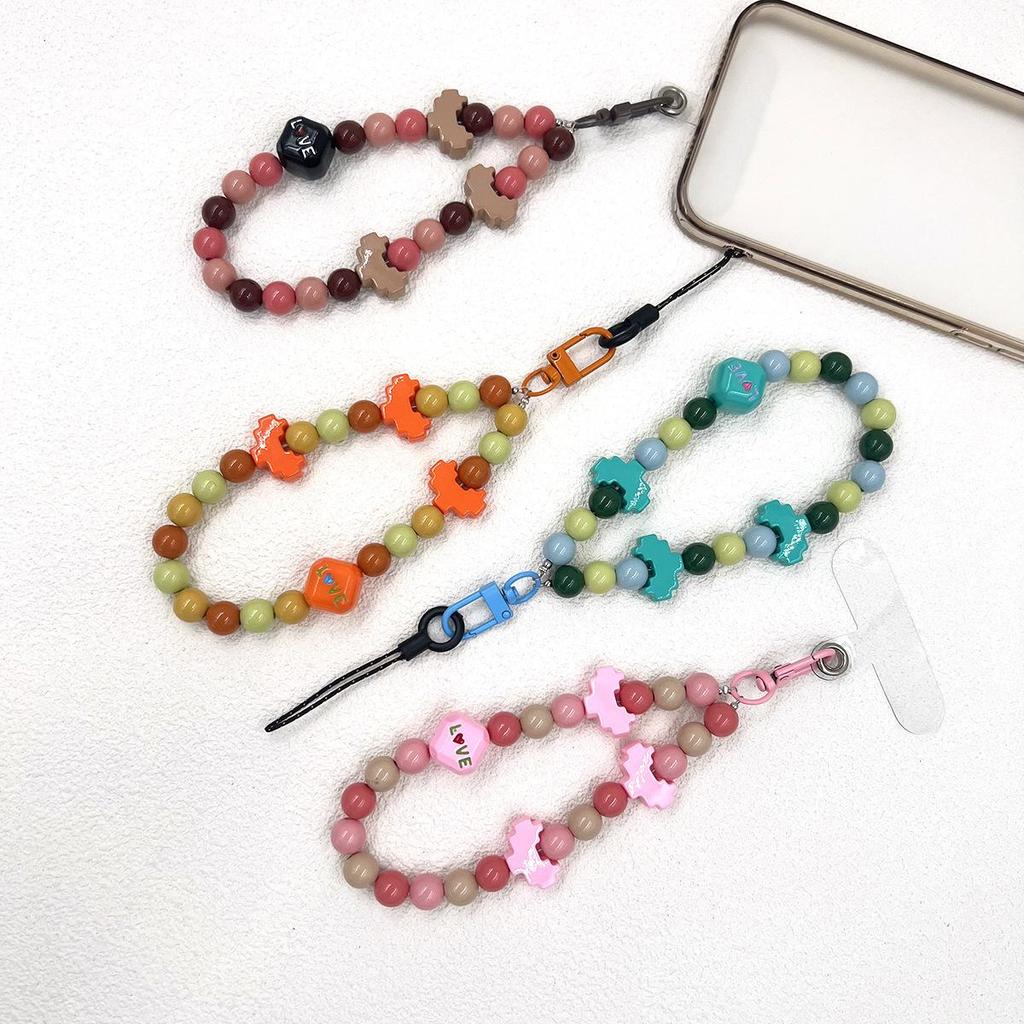 Acrylic Cute Cartoon Mobile Phone Lanyard with Dual Accessories for Versatile Use As Keychain and Bag Accessory.