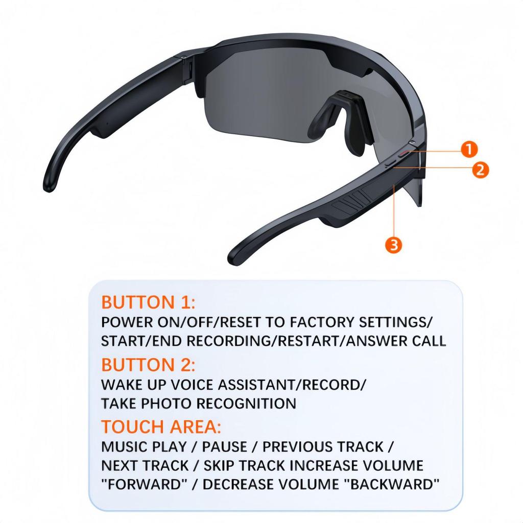 Q01 AI Smart Glasses with UV Protection: Photochromic Lenses, 800W Photo/Video, Image Stabilization, Call Function for Outdoor Sports