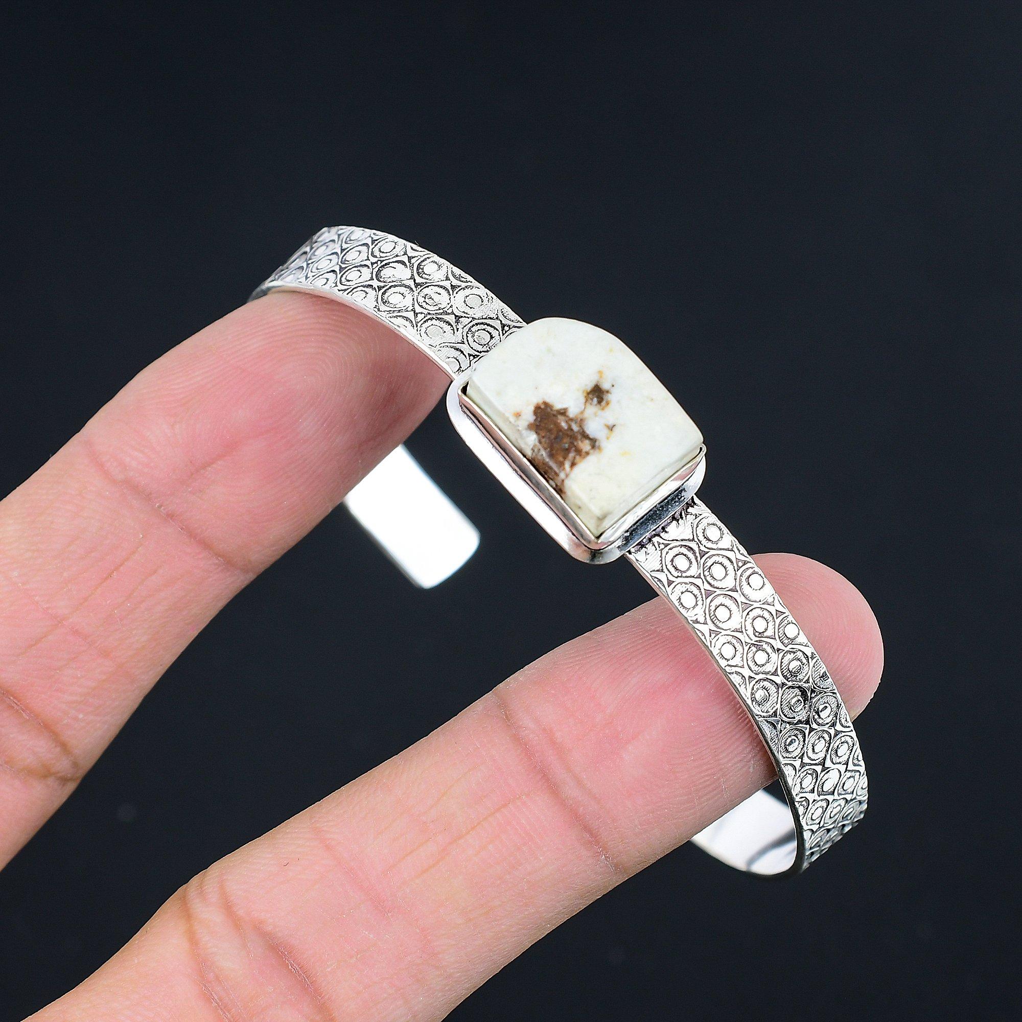 

Wild Horse Magnesite Magnesite Gemstone Boho Bangle Jewelry 925 Sterling Silver Adjustable