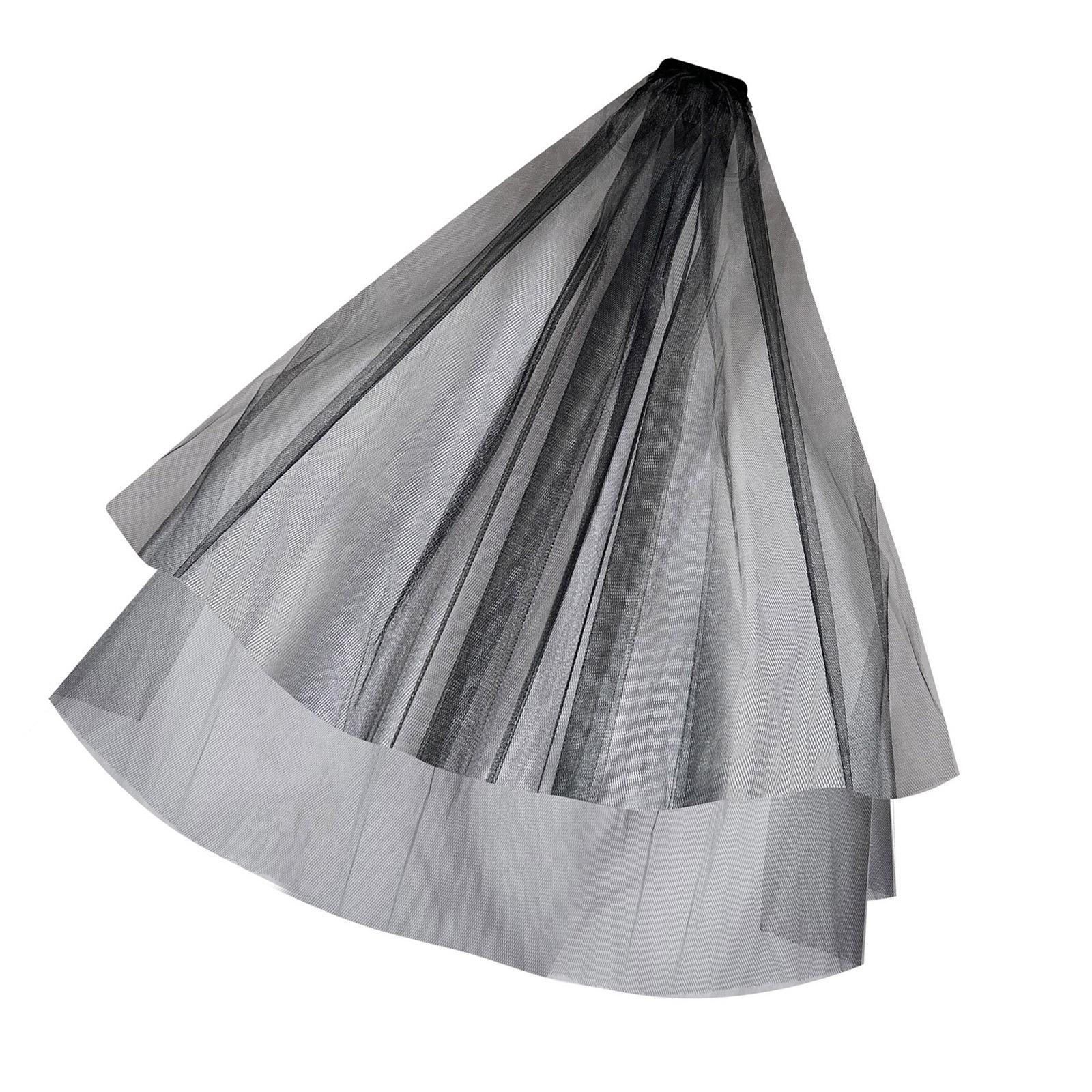 

Элегантная двухслойная свадебная фата с гребнем, легко надевается, белые головные уборы, украшение для волос для свадеб и фотосессий чёрный