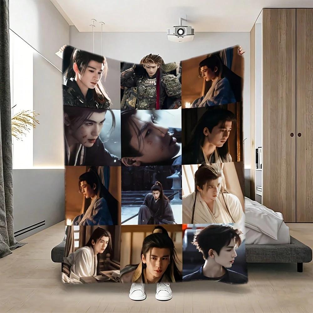 Drama Zhu Yu Character Print Flannel Blanket, Soft All-season Blanket for Sofa Bed Office Nap, Ideal Holiday Gift