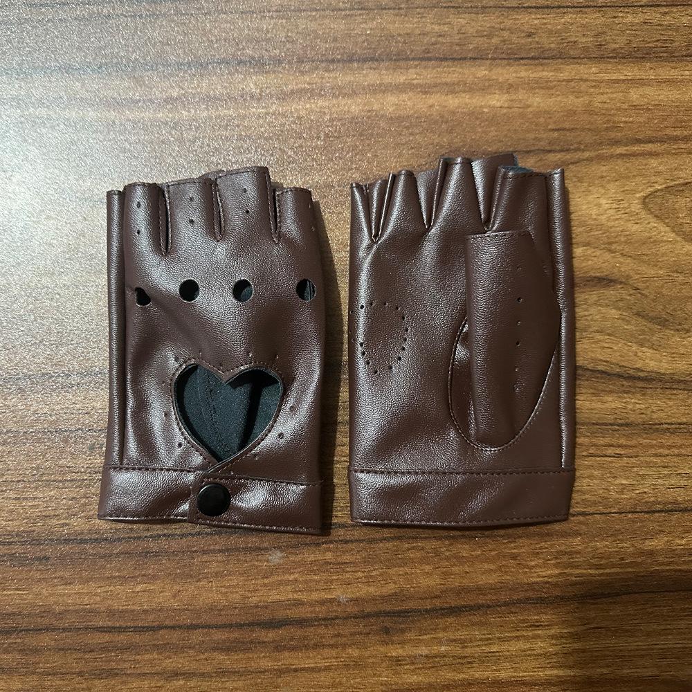 Dance Gloves Ladies Street Punk Stage Performance Thunderbolt Half Finger Gloves Nightclub Photography Leather Dance Gloves