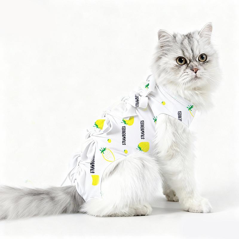 Avocado-Print Katzen-Genesungsanzug Atmungsaktiv Anti-Leck Chirurgieanzug für Katzen Kätzchen