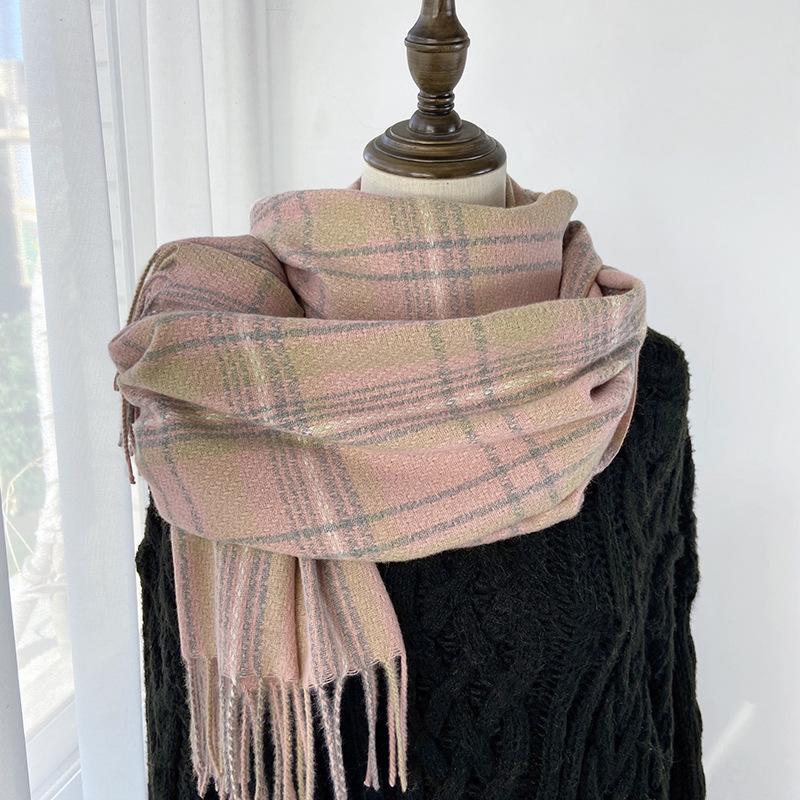 Autunno e Inverno Nuova Sciarpa Sciarpa Invernale da Donna Spessa Calda Imitazione Cashmere Plaid Scialle