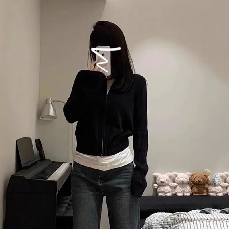 

Korean Style Women s Soft Knit Cardigan Hoodie - Autumn/Winter Casual Academy Sweater Jacket One Size (Fits 80-125 Jin) чёрный
