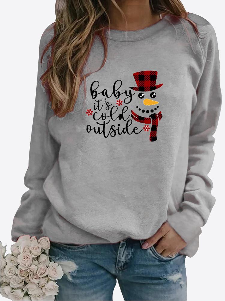 Winter Women's LOVE Printed Tops T-shirt Ladies Round Neck Long Sleeve Casual Sweatshirt Plus Size Blouse Plush Sweater