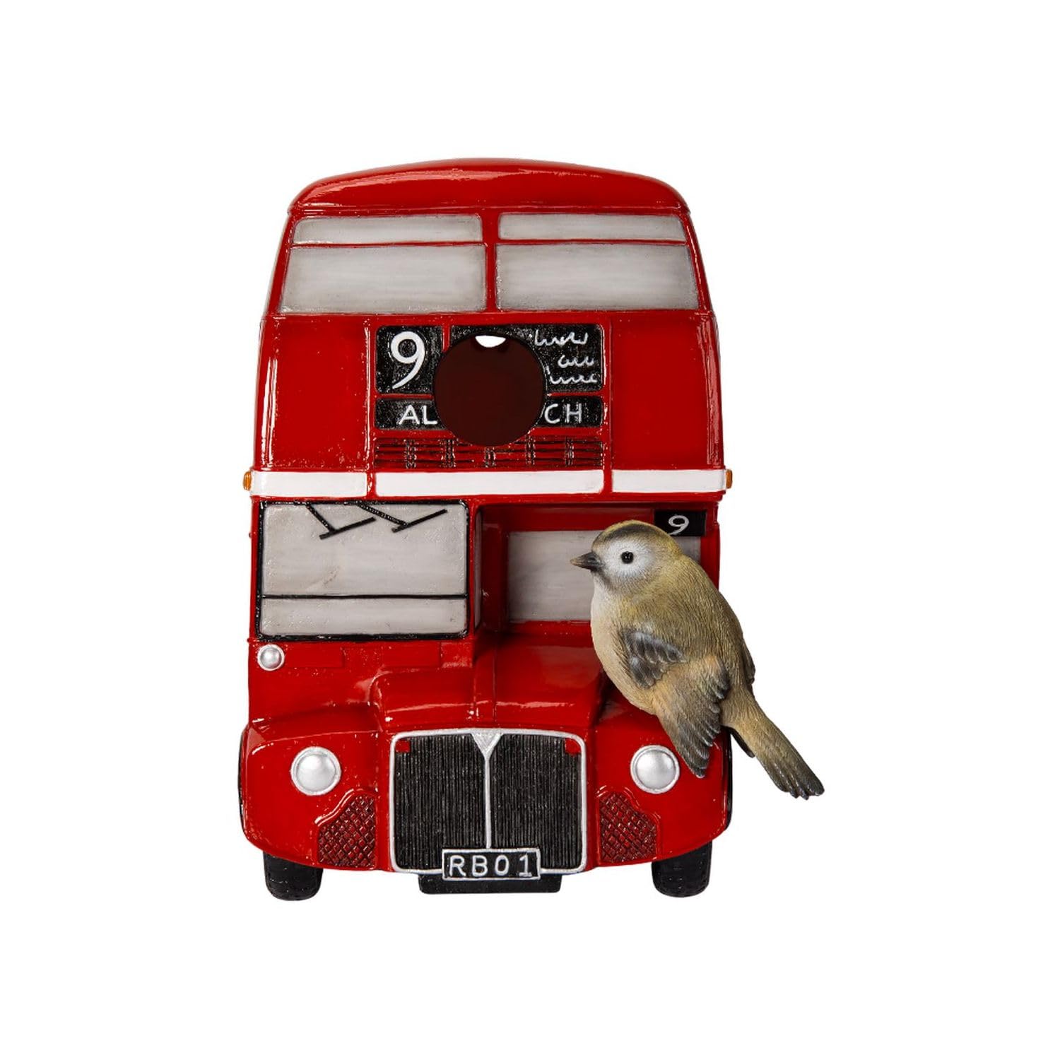 

Ubia London Bus Bird Care 15x13x20cm Doll Figurine Animal Garden Decor Bird H23178-1