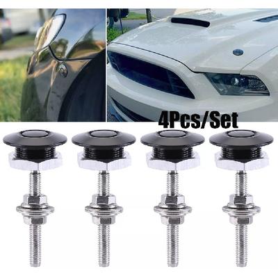 4x Quick Release Latches Bonnet Push Button Racing Car Hood Pin Lock Bumper Clip