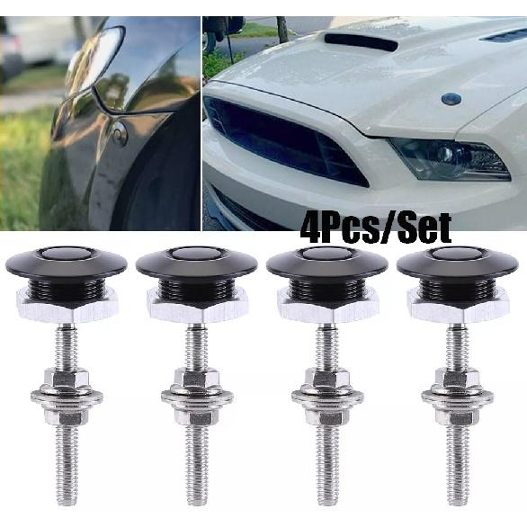 4x Quick Release Latches Bonnet Push Button Racing Car Hood Pin Lock Bumper Clip