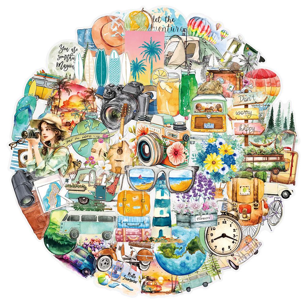 50PCS Outdoor Travel Scenery Sticker Graffiti Cell Phone Helmet Water Cup Car DIY Waterproof PVC Handbook Play Reward Stickers