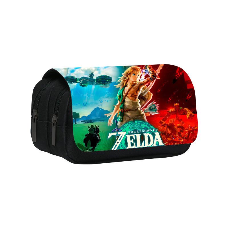 Legend Of Zelda Double Layer Pencil Case With Nylon Material For Students Organizer Storage
