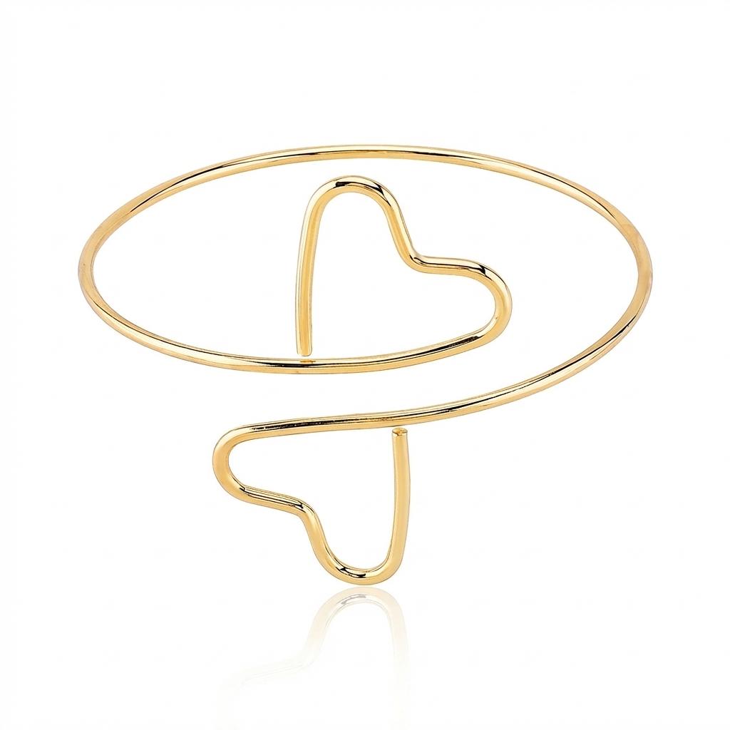 

Hollow Heart Open Upper Arm Cuff Bracelet Minimalist Boho Adjustable Armband Romantic Body Jewelry For Women