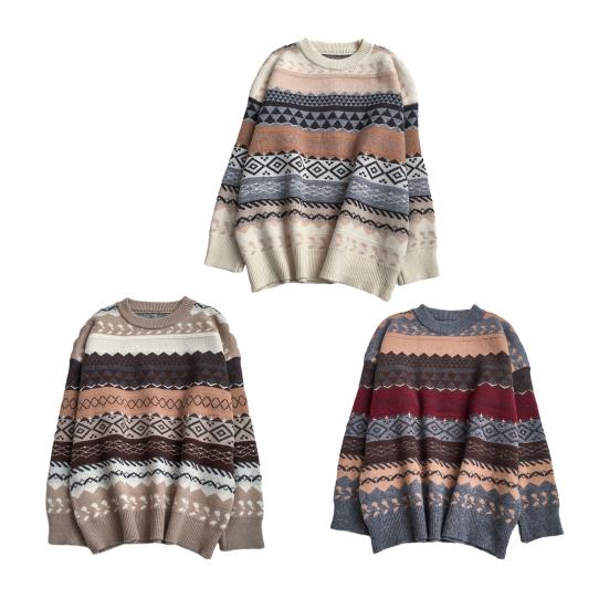 Frauen Herbst Winter Lose Fit Pullover Oansatz Langarm Pullover Tops Gestreiften Druck Stricken Jumper Lässige Strickwaren