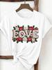 (Asian Size) trend flower cute Woman Women Fashion Tee Top Print Female Clothing Short Sleeve T Shirt Graphic T-shirts