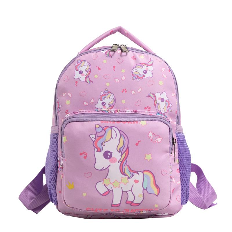 

Cartoon Cute Unicorn Backpack Animal Print Design For Preschool Use Classroom Purple Pony