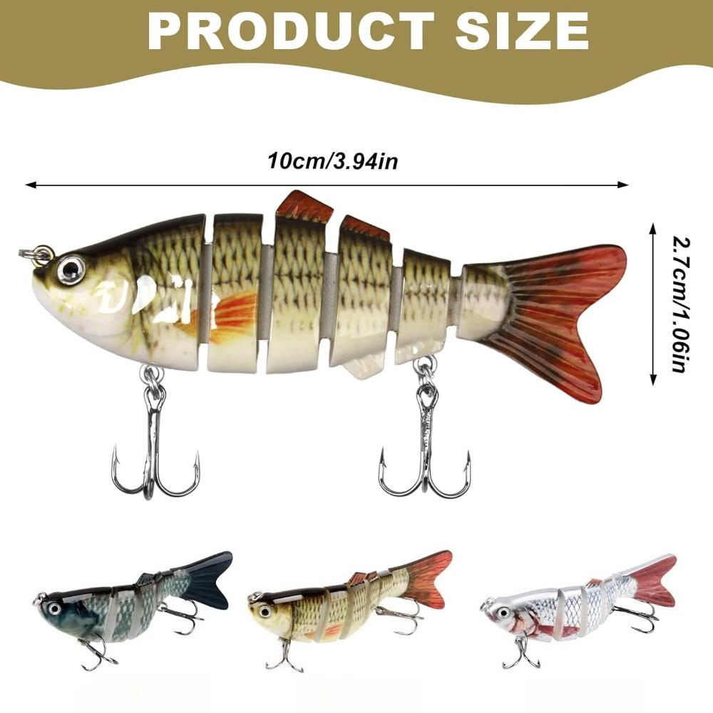 Multi Joint Bait, Suitable for Barracuda, Perch, and Salmon Perch, Equipped with Three Hooks (Type B) for Freshwater and Saltwater