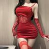 Sexy Underwear Sexy Spice Girls Royal Sister Wind Wear Waist Skinny Velvet Hips Empty Suspender Stepmom Skirt