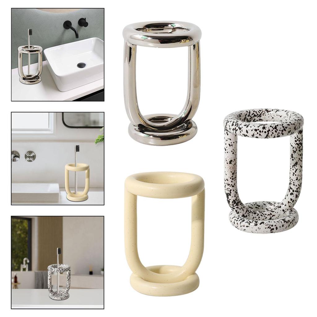 Toothbrush Holder Makeup Brush Storage Rack Modern Divided Toothpaste Holder Bathroom Accessories for Hotel Countertop Vanity