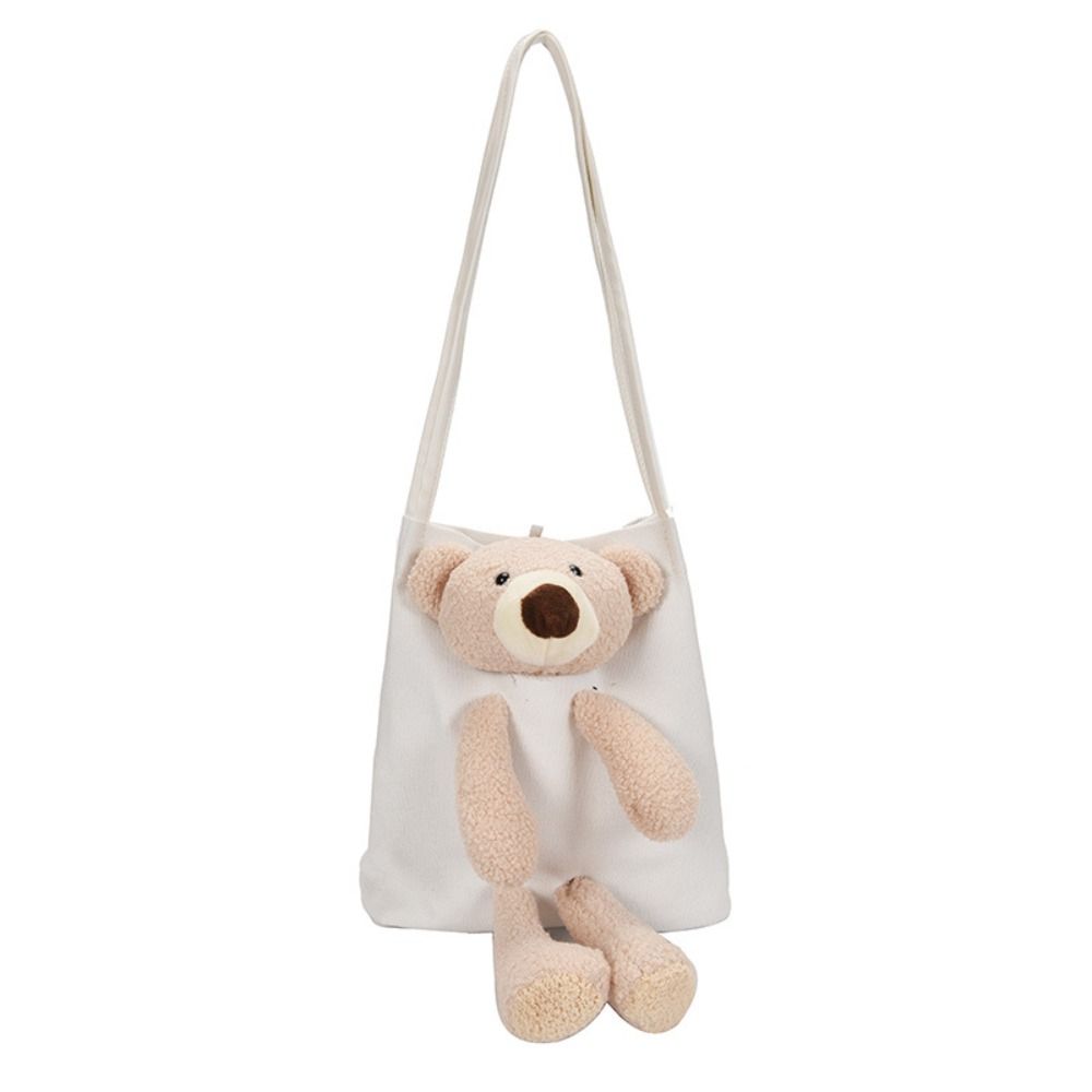 Bolsa de Lona Boneca Fofa Moderna Alta Capacidade Pequena Bolsa Tote Bolsas de Ombro Urso