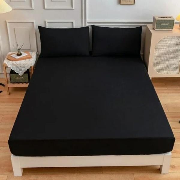 

Водонепроницаемый простыня на резинке, чехол для постельного белья, однотонный чехол для матраса, защитный чехол для спальни, гостевой комнаты 90x200x30cm чёрный