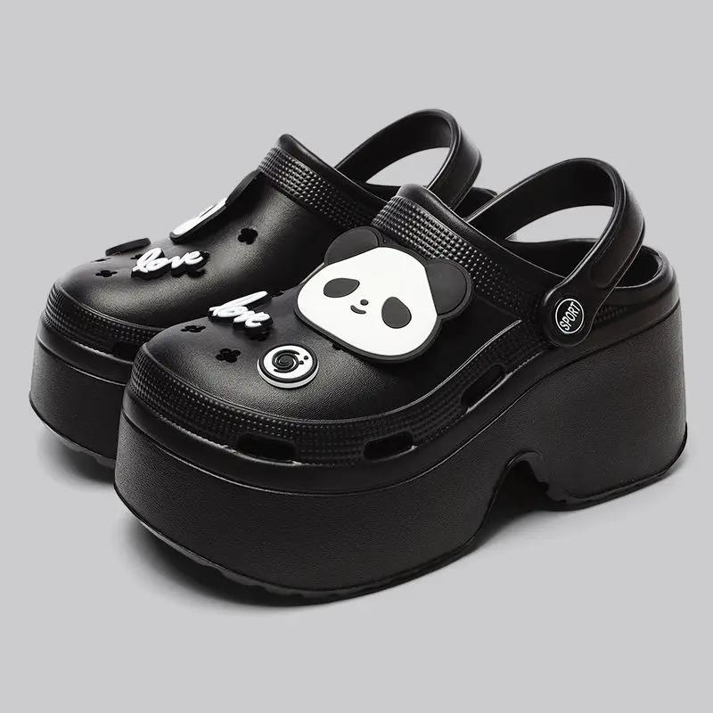 Fashion Women Slippers Platform Metal Decoration Sandals Wedges Shoes Outdoor Clogs Thick Sole Slipper Ladies Flip Flops Garden Shoes