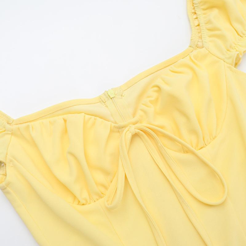 Rückenfreies, gerüschtes, bodenlanges Kleid für Damen, eleganter O-Ausschnitt, ärmellos, hoch taillierte, schmal geschnittene Roben, neue Sommerkleidung für Damen