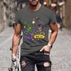Fashion Mardi Gras Pattern Tshirt for Men Clothing 3D Print Carnival Short Sleeves Loose Casual Streetweat O Neck T Shirts