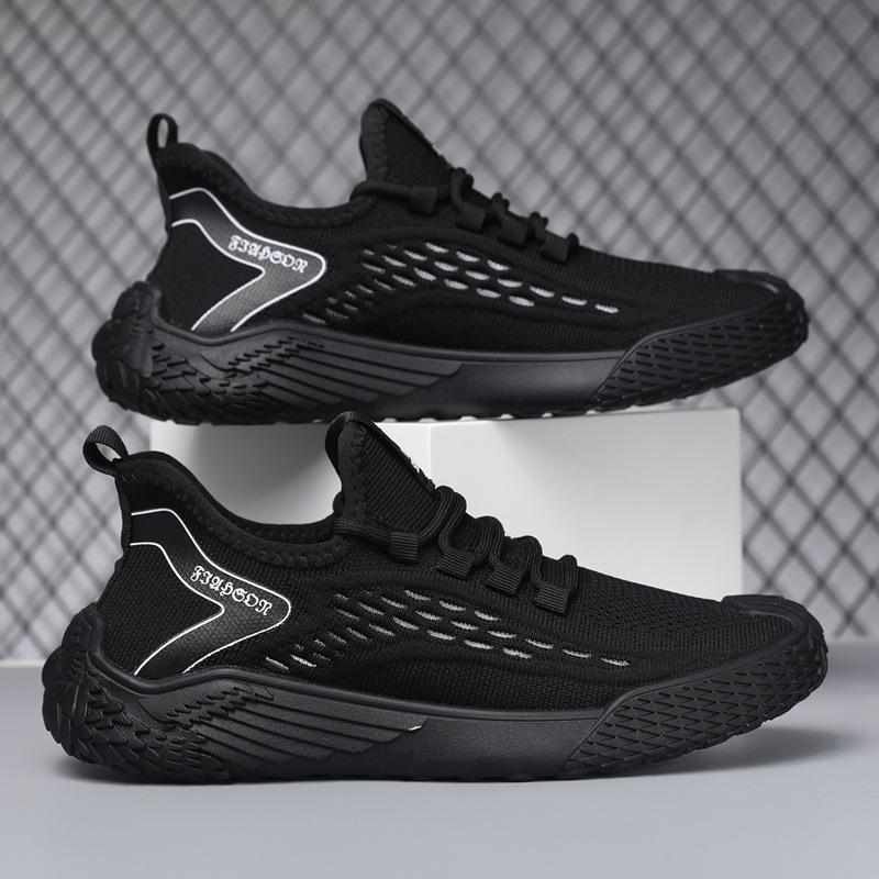 

Мужская обувь 2025 новая летняя дышащая тонкая повседневная дезодорирующая спортивная для бега мягкая подошва сетка fly-knit легкая модная обувь 44