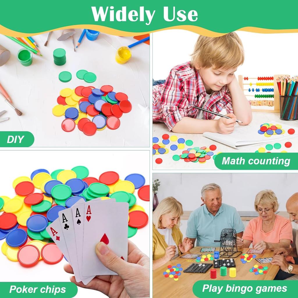 160 plastic learning counters with storage box, 4-color bingo chips, 1-inch poker chips, educational counting math manipulatives, round game chips