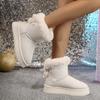 Fashionable Bow Round Toe Elegant Snow Boots Winter Flat Soft Students Plus Velvet Warm Women's Shoes