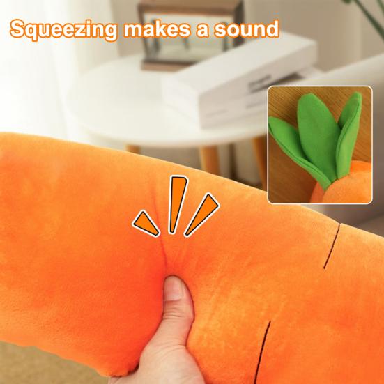 Giant Carrot Dog Toy Plush Squeaky Dog Chew Toy with Crinkle Sound Interactive Soft Stuffed Teething Toy for Small Medium Large